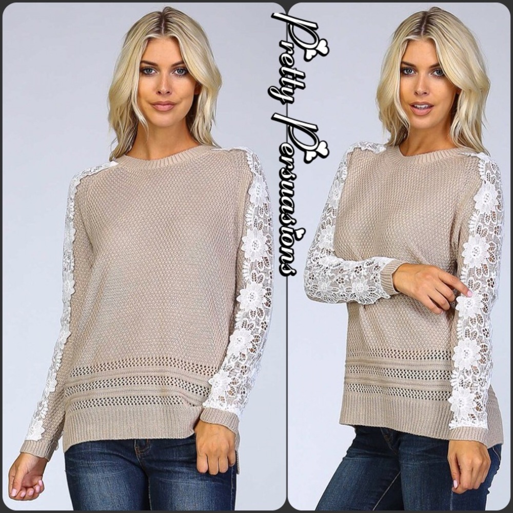 LAST 2‼️Crochet Knit Appliqué Raglan Sweater - Picture 4 of 6